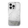 Guess Liquid Glitter Marble - Coque iPhone 14 Pro (Blanc)