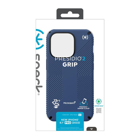 Speck Presidio2 Grip - protiskluzové pouzdro pro iPhone 14 Pro (Coastal Blue / Black / White)