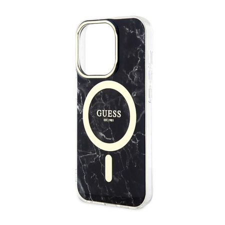 Guess Marble MagSafe - Schutzhülle für iPhone 14 Pro (Schwarz)