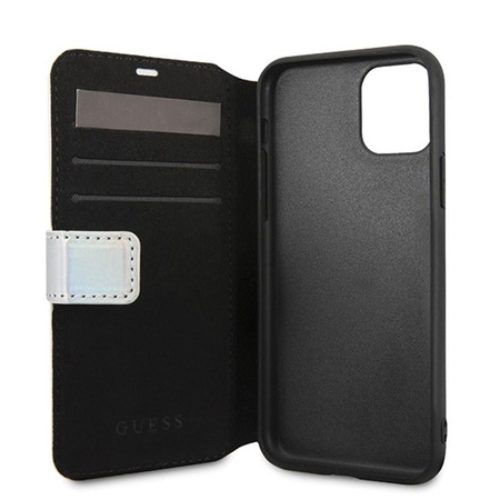 Guess Booktype Iridescent - Coque iPhone 11 Pro Max (Argent)