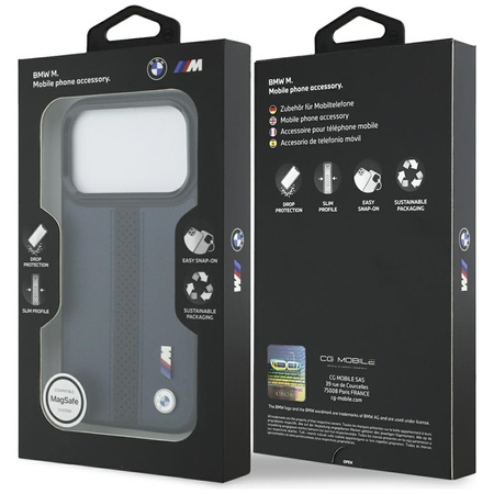 BMW M Perforiertes Streifenlogo MagSafe - iPhone 17 Pro Hülle (Marineblau)