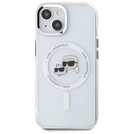 Karl Lagerfeld IML Metal Karl & Choupette Head MagSafe - Case for iPhone 15 (White)