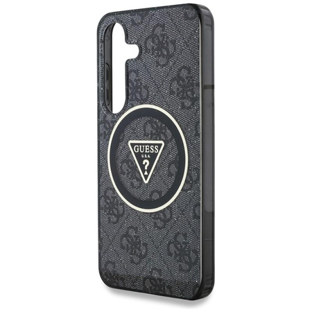 Guess 4G Glitter Triangle Buttons MagSafe - étui pour Samsung Galaxy S25+ (noir)
