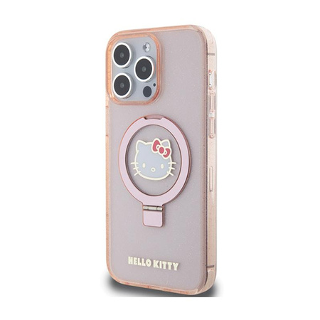 Hello Kitty Ring Stand Glitter Electrop Logo MagSafe - iPhone 15 Pro Max Case (pink)