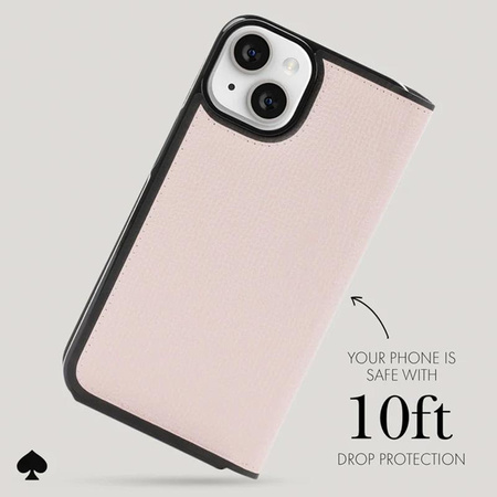 Kate Spade New York Wrap Folio Case - Flip-Tasche aus Leder für iPhone 15 (Pale Vellum)