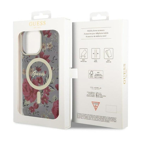 Guess Flower MagSafe - iPhone 14 Pro Max Tasche (Grün)
