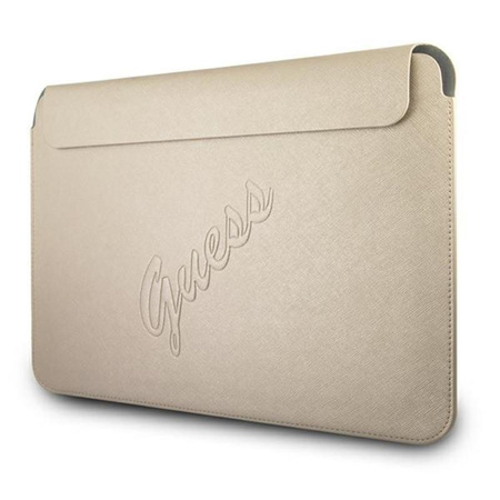 Pouzdro na počítač Guess Saffiano Script - 13" pouzdro na notebook (zlaté)