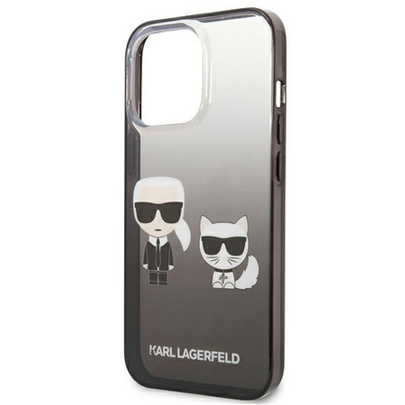 Karl Lagerfeld Gradient Ikonik Karl & Choupette - Coque iPhone 13 Pro (noir)