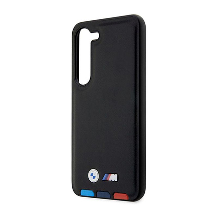 Kožené pouzdro BMW Hot Stamp Tricolor - Samsung Galaxy S23+ (černé)