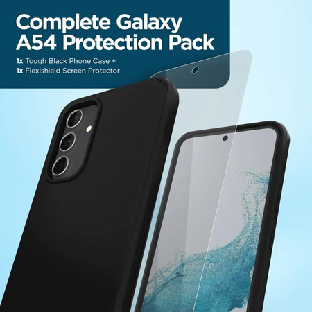 Case-Mate Protection Pack - sada odolného černého pouzdra + skla pro Samsung Galaxy A54 5G (černá / průhledná)