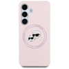 Karl Lagerfeld Silicone Double Tête et Cercle MagSafe - Etui Samsung Galaxy S25 (rose)