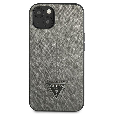 Guess Saffiano Triangle Logo Case - Schutzhülle für iPhone 13 mini (Silber)