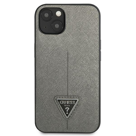 Guess Saffiano háromszög logós tok - iPhone 13 mini (ezüst)