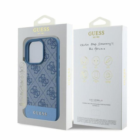 Guess 4G Bottom Stripe - Coque iPhone 16 Pro Max (bleu)