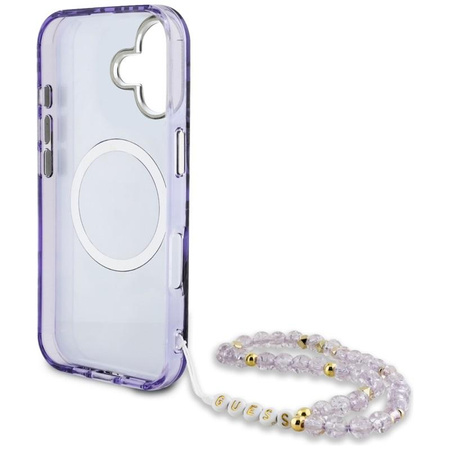 Guess Palm Trees Triangle Pearl Strap MagSafe - iPhone 16 tok (lila)