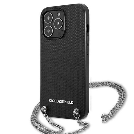 Karl Lagerfeld Leder strukturiert und Kette - iPhone 13 Pro Tasche (schwarz)