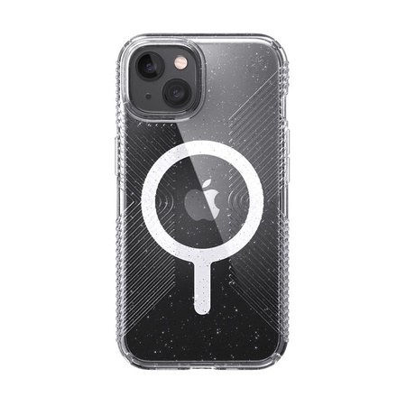 Speck Presidio Perfect-Clear with Glitter + Grips + MagSafe - iPhone 13 Case with MICROBAN Coating (Clear/Platinum Glitter)