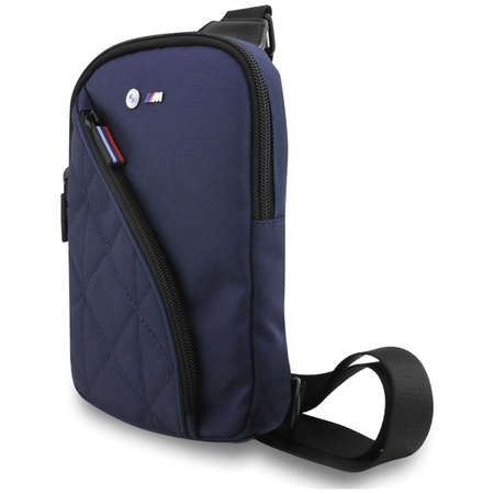 Borsa a tracolla per telefono con tasca in nylon e logo in metallo BMW (blu navy)