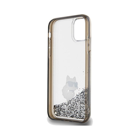 Karl Lagerfeld Liquid Glitter Choupette - pouzdro pro iPhone 11 (průhledné)