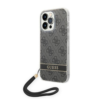 Guess 4G Print Cord - pouzdro se šňůrkou na iPhone 14 Pro (černé)