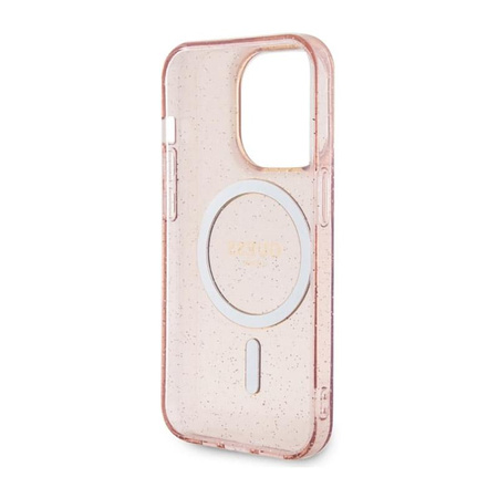 Guess Glitter Gold MagSafe - iPhone 14 Pro Case (Pink)