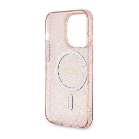 Guess Glitter Gold MagSafe - Schutzhülle für iPhone 14 Pro Max (Pink)