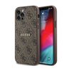 Guess 4G Collection Leather Metal Logo MagSafe - pouzdro pro iPhone 12 / iPhone 12 Pro (hnědé)