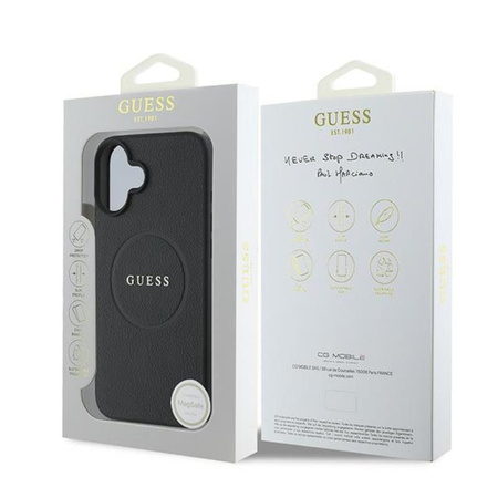 Guess Grained Ring MagSafe - iPhone 16 Plus Tasche (schwarz)