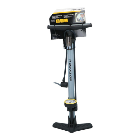 Dunlop - Standpumpe für Fahrräder, Bälle, Matratzen mit Manometer (Blau)
