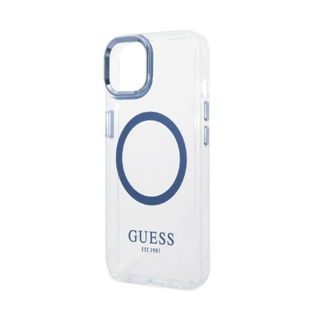 Guess Metal Outline Magsafe - Coque pour iPhone 14 Plus (transparent / bleu)