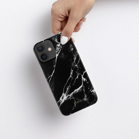 Crong Marble Case - pouzdro pro iPhone 12 Mini (černé)