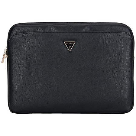 Guess Grained Zipper Pocket Triangle Logo Sleeve - pouzdro na 14" notebook (černé)