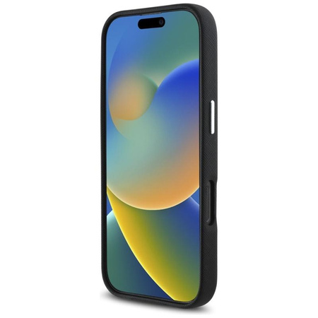 Karl Lagerfeld Saffiano Full Wrapped Elongated Metal Logo MagSafe - Case for iPhone 16 Pro (black)