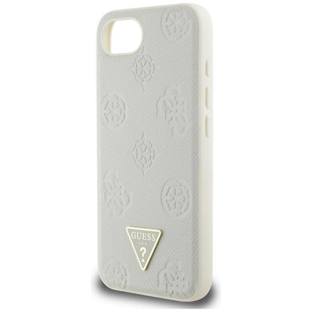 Guess Grainé Hot Stamp Peony Triangle Logo MagSafe - étui pour iPhone 16e (beige)