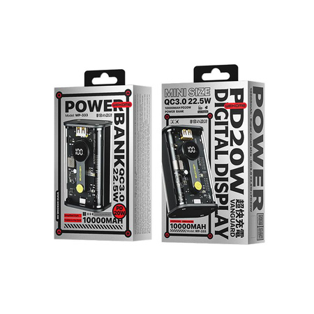 WEKOME WP-333 Vanguard Series - Banque d'énergie 10000 mAh Super Charging PD 20W + QC 22.5W (Noir / Transparent)