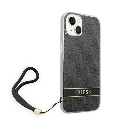Guess 4G Print Cord - Etui avec dragonne iPhone 14 (noir)
