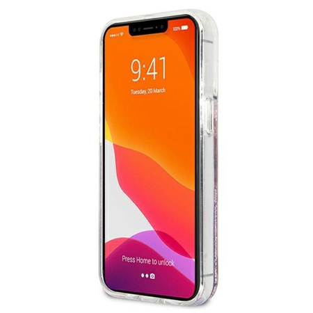 Guess Peony Liquid Glitter - iPhone 13 Pro tok (rózsaszín)