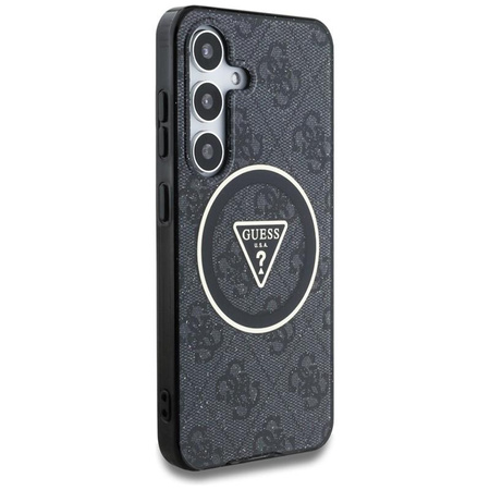 Guess 4G Glitter Triangle Buttons MagSafe - étui pour Samsung Galaxy S25+ (noir)