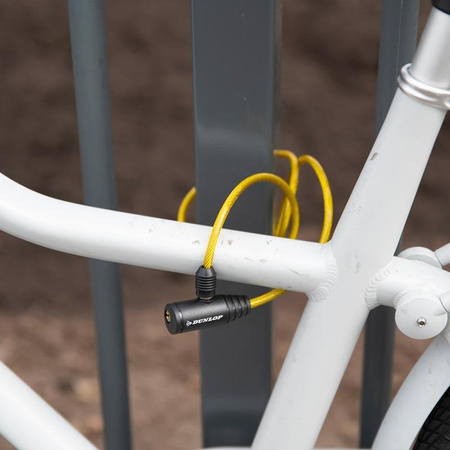 ZAPIĘCIE ROWEROWE LINKA NA KLUCZ BLOKADA, Żółte do Roweru, Dunlop, 90cm