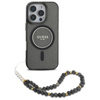 Guess IML Glitter With Pearl Strap MagSafe - iPhone 16 Pro Tasche (schwarz)