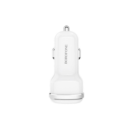 Borofone - Chargeur de voiture USB 2x, blanc