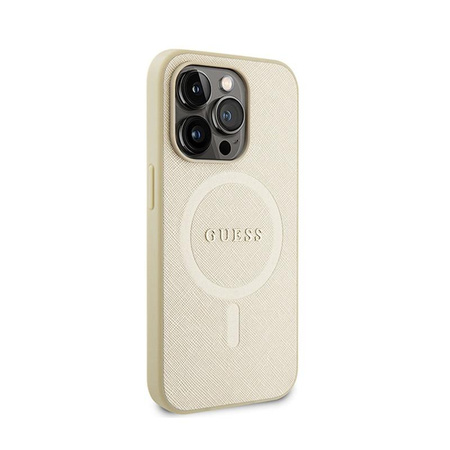 Guess Saffiano MagSafe - iPhone 15 Pro Tasche (Gold)