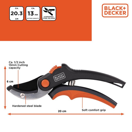 Black&Decker - Garden Shears for Flowers / Hedges with Hardened Steel Blade