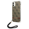 Guess 4G Print Cord - Etui avec dragonne iPhone 11 (Marron)