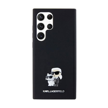 Karl Lagerfeld Silikon Karl & Choupette Metall Pin - Samsung Galaxy S24 Ultra Gehäuse (schwarz)