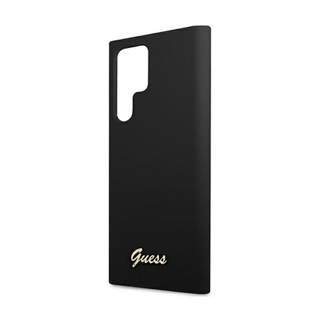 Guess Silikon Script Metall Logo - Samsung Galaxy S22 Ultra Tasche (schwarz)
