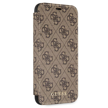 Guess Booktype 4G Charms Collection - Etui iPhone 11 Pro Max z kieszeniami na karty (brązowy)
