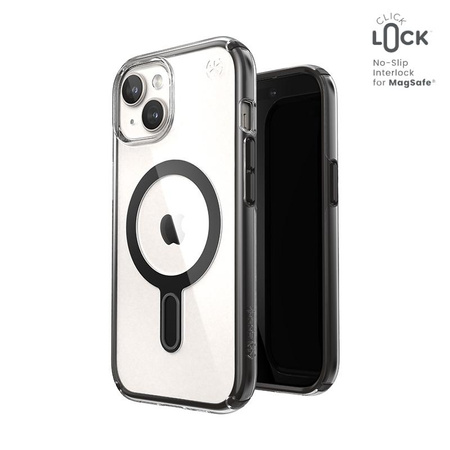 Speck Presidio Perfect-Clear ClickLock & MagSafe - Etui iPhone 16e / iPhone 15 / iPhone 14 / iPhone 13 (Clear / Frosted Black / Slate Grey)