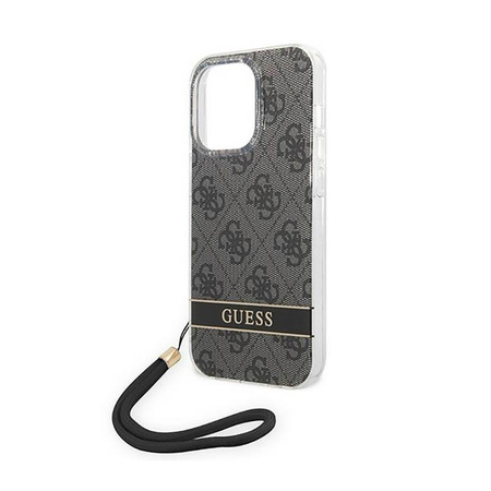 Guess 4G Print Cord - Etui avec dragonne iPhone 14 Pro Max (noir)