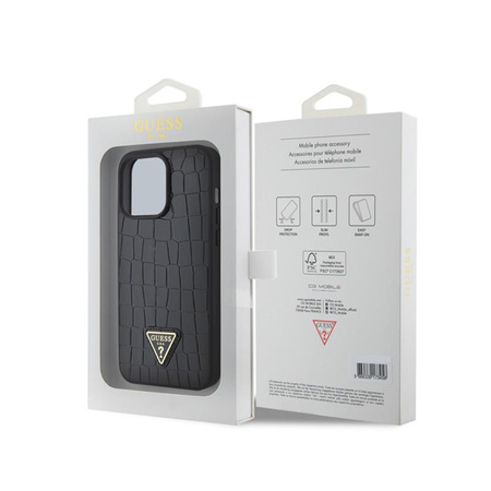 Guess Croco Triangle Metal Logo - Etui iPhone 15 Pro Max (czarny)